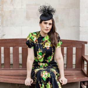 Sasha in black - spotty tulle cocktail hat - Image 4
